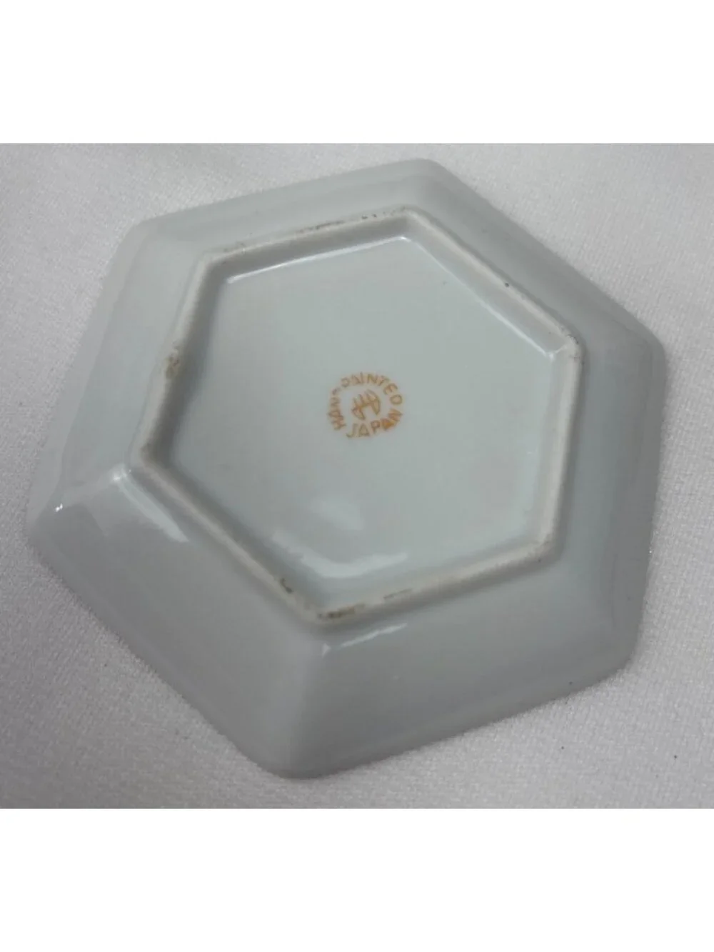 Hand-Painted Japanese Hexagon Teacup & Saucer Pink Floral Gilt Trim Stunner Vtg